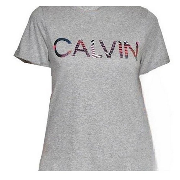 CALVIN KLEIN Ladies Logo Tee In Geo Shift Berry, X-LRG - MSRP $39 -Free Shipping - Picture 1 of 4